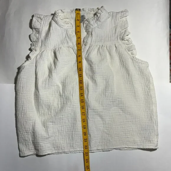 J.Crew Factory Gauze Smocked Ruffle-Neck Top – Cream – Size L - Picture 5 of 6